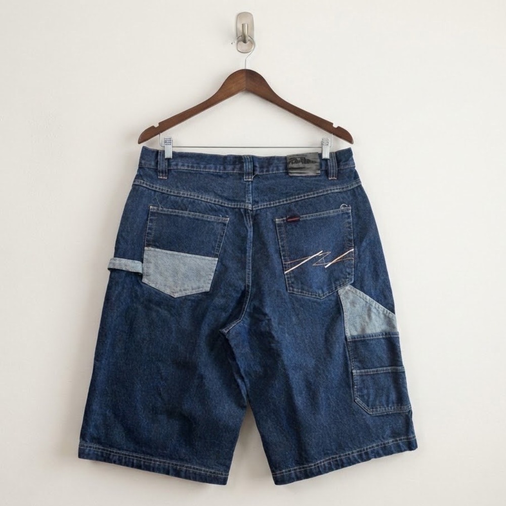 FUBU The Collection Vintage Baggy Denim Carpenter Shorts Blue W38 90s Y2K Retro